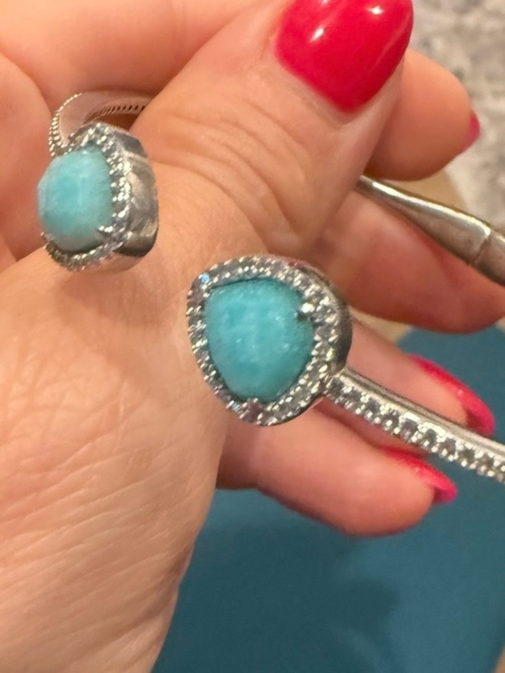 Kendra Scott Turquoise Silver-Tone Open Cuff Bracelet